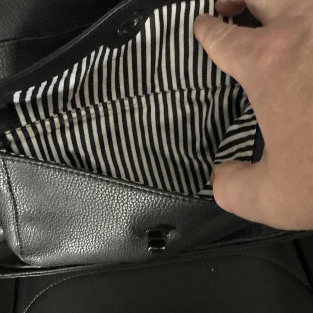 Black Faux Leather Cross body Messenger Bag With Magnetic Front Flap GR72